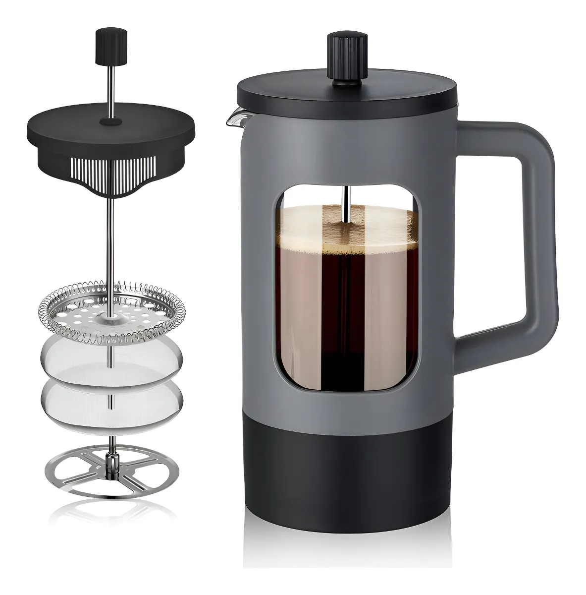 Prensa Francesa Negra 600 ml – Gris - Imagen 2